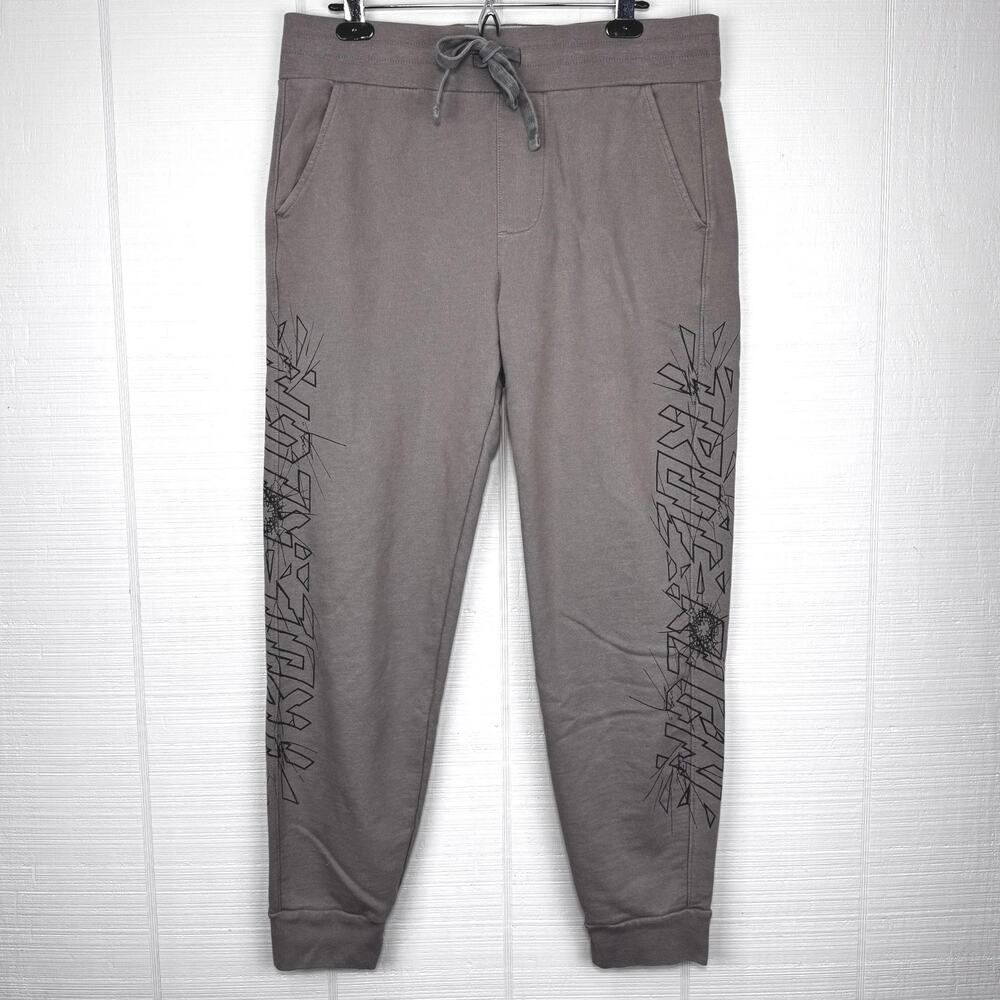 Men’s True Religion Gray Broken True Jogger Sweatpants Graphic Print Logo M